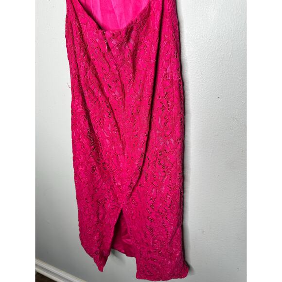 BARDOT Vibrant Pink Ivanna Lace Peek-A-Boo Cutout Midi Dress Size US 2 - Picture 10 of 12